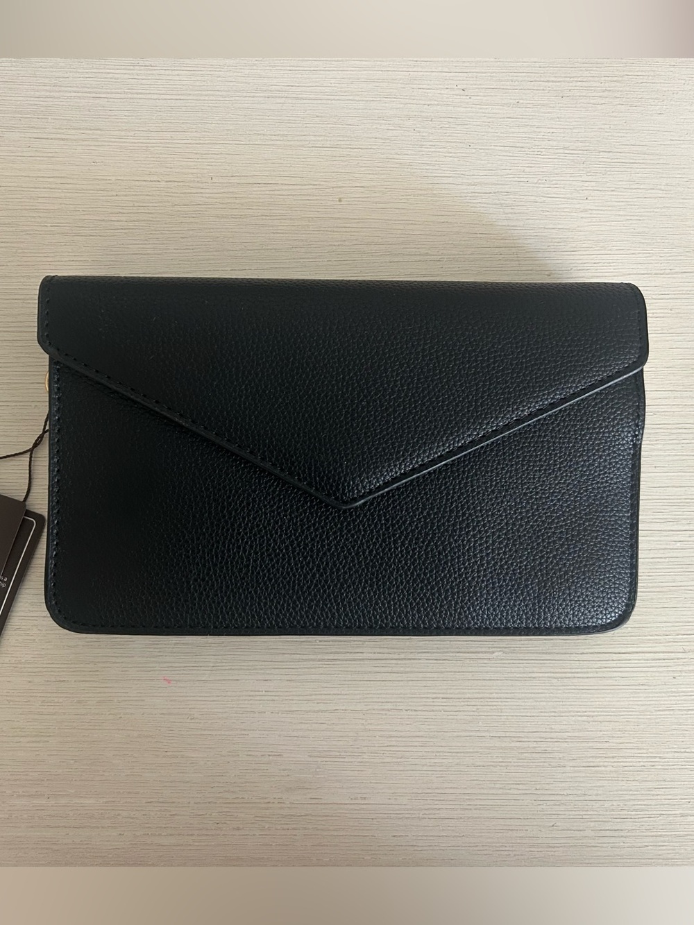BRAND NEW - Wendy Keen Black Envelope Style Leather Clutch